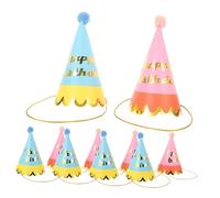 UPKOCH 10 Pièces Chapeaux Anniversaire pour Garçon Fille Lot de Chapeaux Coniques Papier avec Pompon Accessoires de Fête Réutilisables pour Célébrations Anniversaire et Photos