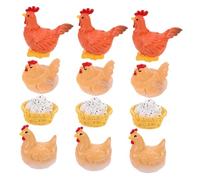 UPKOCH 12 pièces Lot de Figurines Miniatures Résine Poules et Poussins Décorations Animaux pour Micro Paysage Ornements pour Jardin Salon et Bricolage