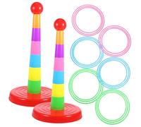 UPKOCH 2 Ensembles Jeu de Lancer Anneaux Colorés avec Tours Empilables Jouets Interactifs pour Garçon Fille Coordination Œil-Main pour Fêtes et Activités Intérieures Couleur Aléatoire