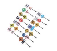 UPKOCH 2 Ensembles Miniature Traffic Signs Set Décor De Mini Table Ornements Éducatifs pour Simulation De Signaux Routiers Et Barrières 14 Pièces * 2