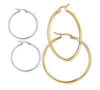 UPKOCH 2 paires Boucles Oreilles Créoles Larges Argentée et Dorée Cercles Exagérés pour Femme Bijoux Statement pour Fêtes et Sorties