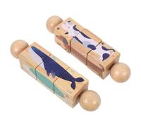 UPKOCH 2 Pièces Blocs d'animaux rotatifs Puzzle préscolaire en Bois Jeu Montessori pour Tout-Petits Puzzle Twist pour Tout-Petits Blocs de Bois préscolaires Correspondance des Chiffres