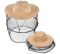 UPKOCH 2 Pièces Bonnet D’apiculteur Pliable à Large Bord, Filet | Polyester Coton, Protection Maillée, pour Tête et Visage en Voyage et Vacances à L’étranger