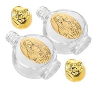 UPKOCH 2 Pièces Bouteille D’Eau Bénie en Verre Gravé, Accents Or | Fermeture Sécurisée, Format Voyage, pour Eau Bénite ou Parfum, Usage Église et Servants D’autel