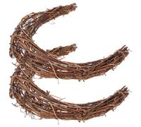 UPKOCH 2 Pièces Couronnes De Vigne Bricolage Forme De Lune Couronne Cerceau Rotin Capteur De Rêves Anneau Branche De Vigne Couronne pour Noël Porte D'entrée Tenture Décoration De Fête De