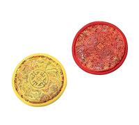 UPKOCH 2 Pièces Coussin de Bol Chantant Bouddhiste Népalais Fait Main Antidérapant et Protecteur Accessoire Durable pour Bols de Cadeau Spirituel Rouge et Jaune