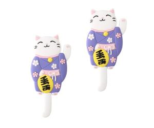 UPKOCH 2 Pièces Crochets Muraux Chat en PVC Bleu, Adhésifs | Forme Animale, Surface Lisse Bien Polie, Ne Se Déforme Pas, pour Salle de Bain et Bureau, Décoration Murale