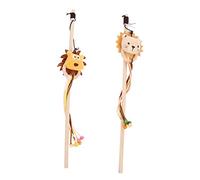 UPKOCH 2 pièces Jeu Interactif pour Chat Baguettes Naturel avec Pompons Lion et Ours Jouets Résistants pour et Accessoires Ludiques pour Lien avec Votre Animal