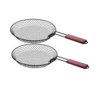 UPKOCH 2 pièces Panier de Grillades Rond Acier Inoxydable avec Poignée Pliable Panier à Frire Maille pour Légumes Cuisson Uniforme et Portable pour Barbecue Extérieur et Camping