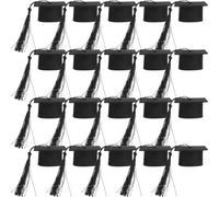UPKOCH 20 Pièces Bouchon de Bouteille Noir en Tissu Non Tissé Décoratif, Mini Chapeau de Graduation Élégant pour Fête de Remise de Diplômes et Rassemblements Quotidiens