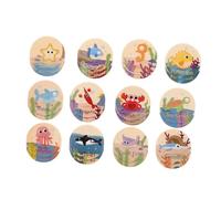 UPKOCH 24 pièces Jeu Éducatif Mémoire Bois Animaux Marins Montessori pour Garçon Fille Améliore Concentration et Reconnaissance
