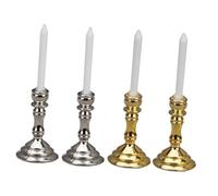 UPKOCH 2paires Miniature Candlestick Holder Set De Bougeoirs pour Maison De Poupée Accessoires Décoratifs Atmosphère Romantique Décor De Cuisine Et Dîner