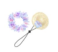 UPKOCH 2pièces Lot de Couronnes Chapeaux Paille Animaux Accessoires Photo Chien Chat Été Plage Hawaïennes