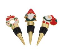 UPKOCH 3 Pièces Bouchon de Vin Réutilisable Père Noël Scelleuse de Bouteilles de Noël Festive Bouchon Garde Bulles pour Fête Décoratif avec Couronne et Elfe