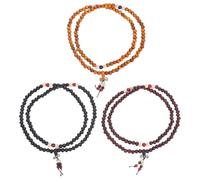 UPKOCH 3 pièces Bracelet Bois à Perles pour Femmes Multi-tours Ajustable Perles de Prière Bouddhistes pour et Usage Quotidien