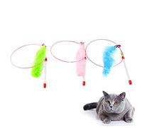UPKOCH 3 pièces Chat avec Plumes Colorées Tige Fil Acier Flexible Poignée Plastique Antidérapante Interactif pour Lien avec Votre Animal Maison Couleur Aléatoire Couleur Aléatoire