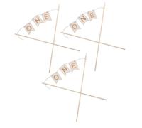 UPKOCH 3 Pièces Décoration Gâteau Bois Anniversaire One Cake Topper Gravé Naturel pour Fête Garçon Fille et Réunions Familiales