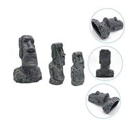 UPKOCH 3 pièces Statues Moai Résine Décor Aquarium Terrarium Petite Moyenne pour Aménagement Paysager Reptiles et Poissons