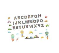 UPKOCH 4 Feuilles Stickers Muraux Alphabet Décoratifs Autocollants Voiture Cartoon pour Chambre Amovibles sans Résidu Facile à Repositionner Décoration Murale École et Chambre