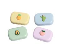 UPKOCH 4 pièces Boîte Lentilles Contact Lot Étuis Rigides avec Miroir Motifs Fruits Colorés Portable et Hygiénique pour Stockage Lentilles