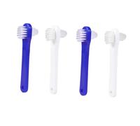 UPKOCH 4 pièces Brosse à Dents Double Face pour Dentier Nettoyage Prothèses Dentaires avec Tête Angulaire et Poils Nylon Résistants Manche Antidérapant Portable Blanc et Bleu Chacun