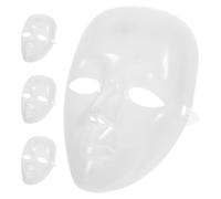 UPKOCH 4 Pièces Masque Blanc en Plastique DIY Confortable pour Masquerades et Cosplay, Masque à Décorer pour Fête et Carnaval, Accessoire Léger et Personnalisable
