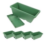 UPKOCH 5 Ensembles Set de Bacs Potagers Rectangulaires Épais avec Plateaux Pots de Fleurs et Durables pour Culture Intérieure et Extérieure Jardinage Balcon et Terrasse Petite Vert