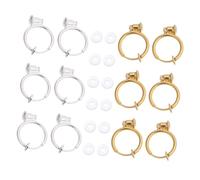 UPKOCH 6 paires Lot Boucles Oreilles Clips sans Perçage Design Invisible à Ressort avec Coussinets Transparents Ronds Couleurs Or et Argent Confortables pour Filles et Femmes