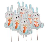 UPKOCH 6 Pièces Ballons Pâques Lapin Film Colorés Décoration Fête Lapin Porte Oeuf et Carotte Accessoires Joyeux et
