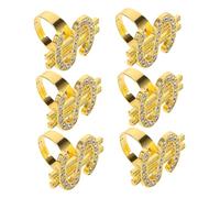 UPKOCH 6 Pièces Fancy Dress Rings With Embedded Rhinestones Rapper Jewelry Accessories For Adults Cosplay Masquerade Party Props Hip Hop Costume Statement