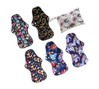 UPKOCH 6 pièces Serviettes Hygiéniques Réutilisables Bambou Absorbantes avec Pochette Imperméables et Respirantes pour Femme Menstruelle Post-partum et Incontinence Couleur Aléatoire