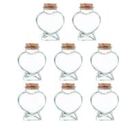UPKOCH 8 Pièces Bouteille à Souhaits en Verre 50ml Forme Cœur avec Bouchon en Liège, Flacon Décoratif Romantique pour Événements Mémorables et Fêtes