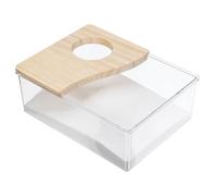 UPKOCH Bac à Sable pour Hamster Transparent en Acrylique Demi-Couvercle 20x15x8 Cm, Bac de Bain à Sable Respirant pour Petits Animaux de Compagnie, pour Hamster Doré et Cochons D’Inde