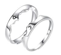 UPKOCH Bague Ajustable Sculptée Soleil et Lune Unisexe Anneau Ouvert Amour Couple Symbole Romantique Présent Alliance Taille Unique