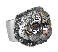 UPKOCH Bague Pi Yao En Cuivre Vintage Ethnique, Anneau De Richesse, Chance Et Santé Pour Homme Et Femme, Accessoire Feng Shui Élégant, Taille 11, Mode Punk