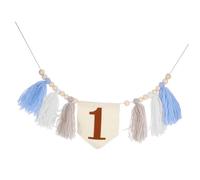 UPKOCH Bannière Chaise Haute An Fille Style avec Pompons Laine et Perles Bois Décoration Suspendue Intérieure Extérieure pour Anniversaire