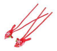 UPKOCH Barrettes Cheveux Fleur Éventail Japonaises 2 Pièces Taille Unique Pince à Cheveux Pour Fille Accessoires Coiffure Kimono Danse Cosplay Rouge Pompons