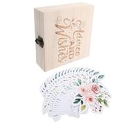 UPKOCH Boîte en Bois avec 50 Cartes Double-Face de Prédictions et Conseils pour Shower Cartes D’Activités Interactives pour Fête Prénatale Étiquettes de Vœux pour Nouveaux Parents Jeu