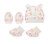 UPKOCH Bonnet pour -Né en Coton Doux Ensemble 3 Pièces Couvre-Pieds Anti-Rayures Chapeau Bébé Unisexe Présent Naissance Protection Vent et Confort Quotidien