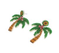UPKOCH Boucles D’oreilles Pendentives Palmier Perlées Faites Main, Accessoires D’été Féminins, Bijoux Légers Tropicaux Pour Vacances Plage, Motif Cocotier Vert, Style Bohème Vacances