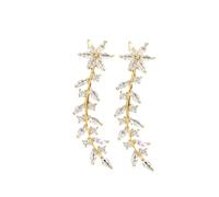 UPKOCH Boucles Oreilles Grimpeuses Dorées Fleurs Cristaux pour Femme Élégantes Boucles Mariage Simples Accessoires Légers et Durables pour Jeunes Filles
