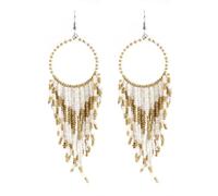 UPKOCH Boucles Oreilles Vintage Longues Pendantes Femme Style Bohème Ethnique avec Glands Blancs Bijoux Oreille Alliage pour Soirées et Usage Quotidien