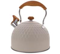 UPKOCH Bouilloire à sifflet en acier inoxydable 2,5 l - Bouilloire à sifflement - à sifflet - à induction - Pour cuisine, camping, pique-, beige