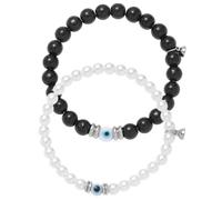 UPKOCH Bracelet Assorti pour Couple 1 Paire Perles Noires et Blanches Magnétique Bijou de Poignet pour Amoureux Présent Saint-Valentin Accessoire pour Couples