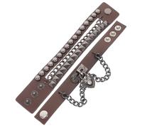 UPKOCH Bracelet Cuir Marron à Rivets Multi-couches Style Punk Gothique Chaîne Pendentif Décorative pour Femmes Accessoire Mode pour Déguisement Halloween et Tenues Quotidiennes