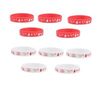 UPKOCH Bracelet En Silicone De Noël Mixte 10 Pièces Rouge Et Blanc, Décoratif, Confortable Et Solide, Accessoires Festifs Pour Fête Et Présent
