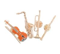 UPKOCH Broches Musique Rétro en Métal Doré - Lot 4 Pièces Saxophone Guitare Trompette Flûte - Accessoires Vintage pour Amateurs de Jazz et Tenues Décontractées