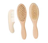 UPKOCH Brosse En Laine Et Peigne En Bambou Bébé Kit De Massage Doux Cuir Chevelu Et Nettoyage Corps Garçon Et Filles Matériaux Solide Salle De Bain Soins Bébé