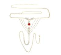 UPKOCH Chaîne de Corps en Cristaux pour Femmes, Sous-vêtement String en Alliage, Rouge Brillant, Accessoire de Boîte de Nuit, Taille Unique, Design Élégant et Scintillant