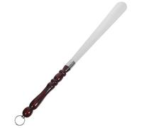 UPKOCH Chausse-pied Inox à Long Manche Ergonomique avec Poignée Bois Antidérapante Aide à Enfiler Chaussures pour Seniors Hommes et Femmes Robuste et Compact pour Usage Quotidien